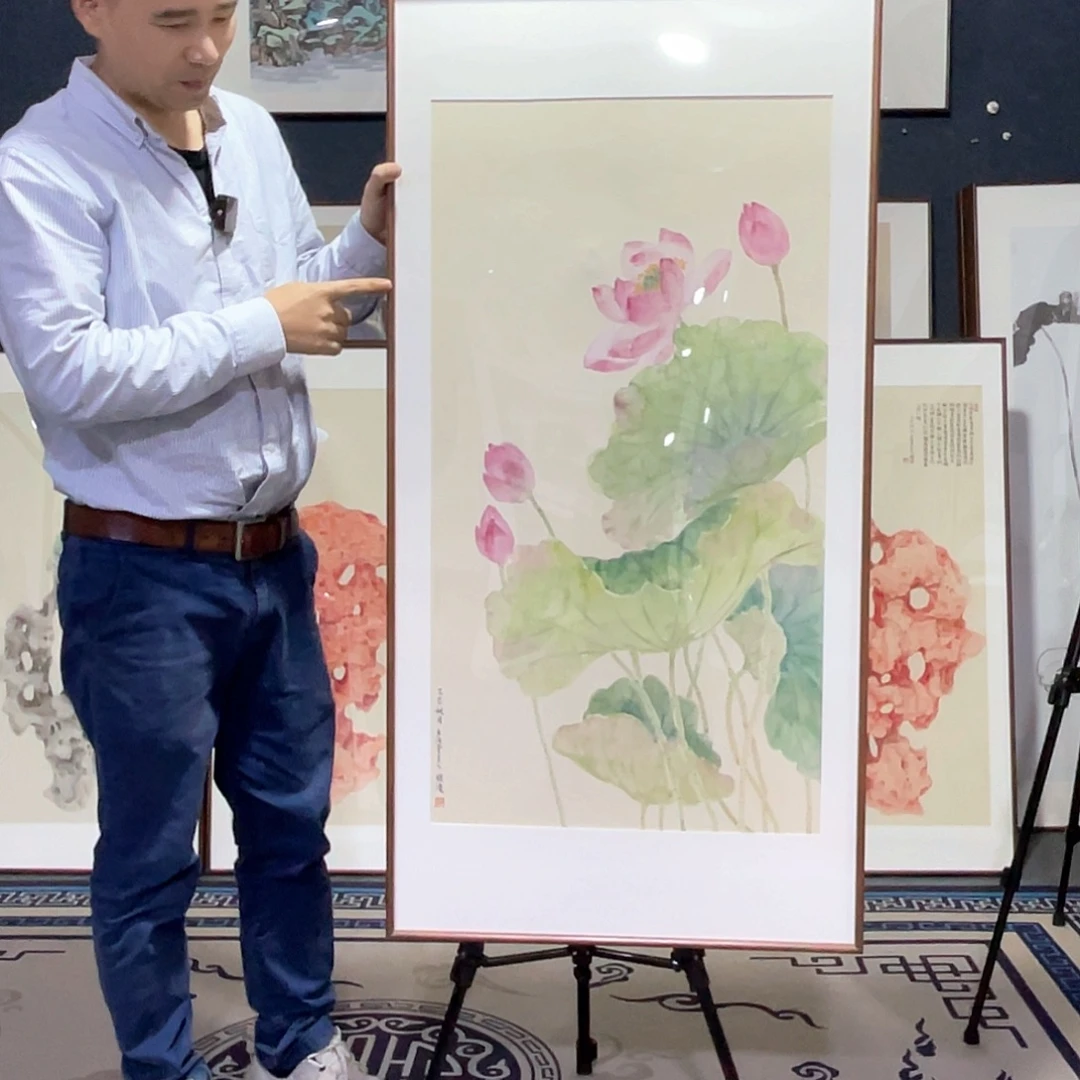 国画手绘画作品带框60/120