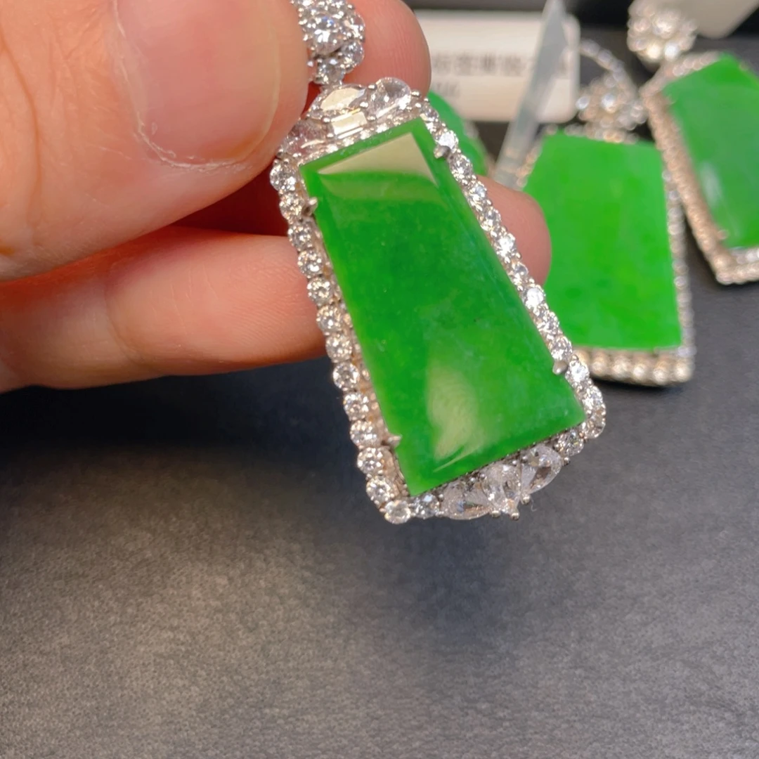 翡翠银S925镶嵌吊坠(不含链)