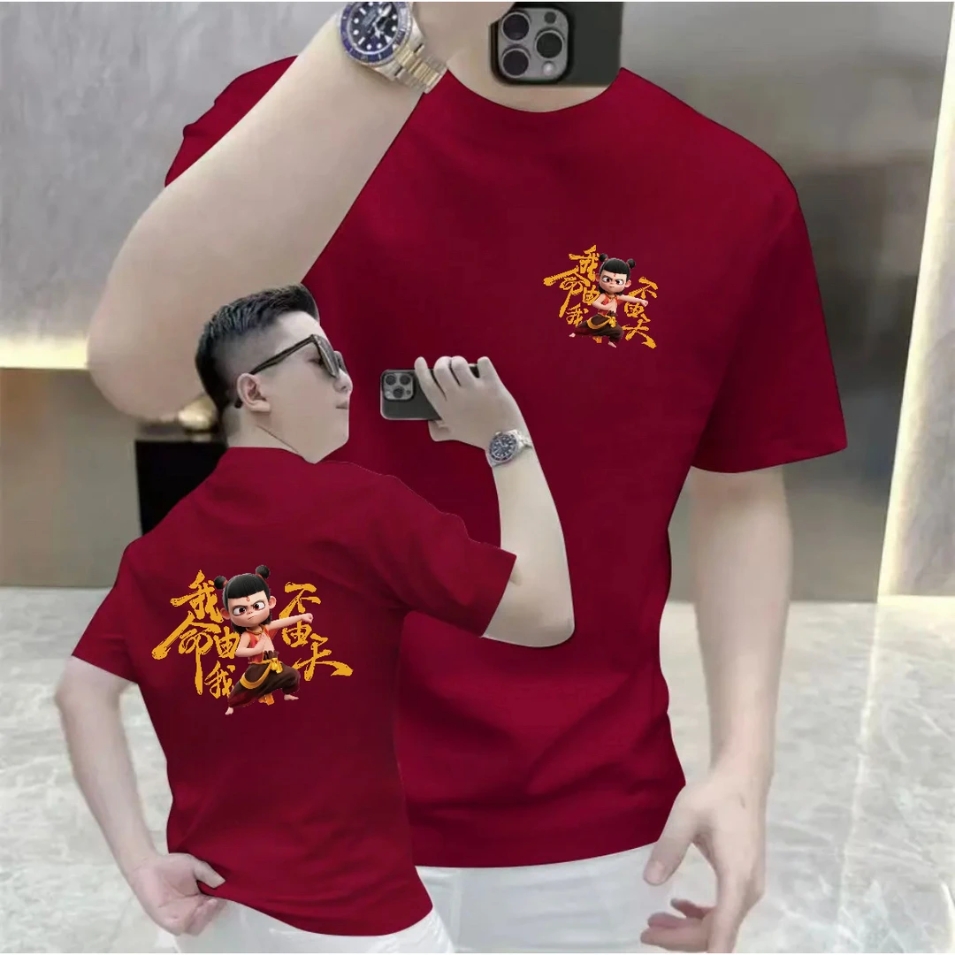 2025年高品质新款重磅轻奢百搭极简印花流行圆领时尚宽松短袖