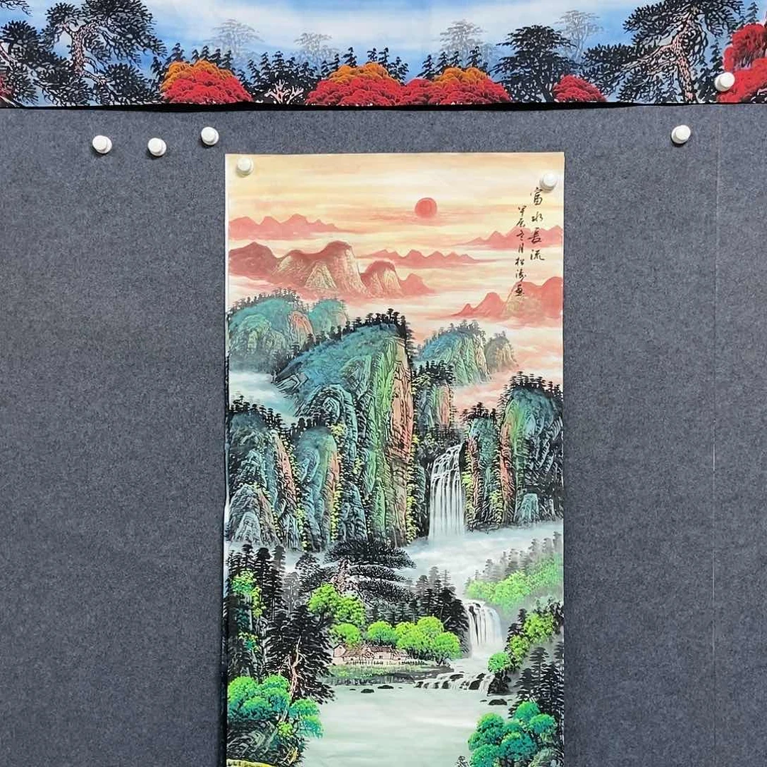 国画四尺绿水一副