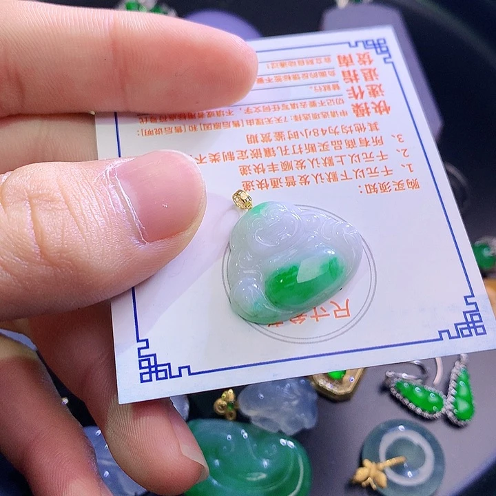 翡翠挂件18K金镶嵌6866966