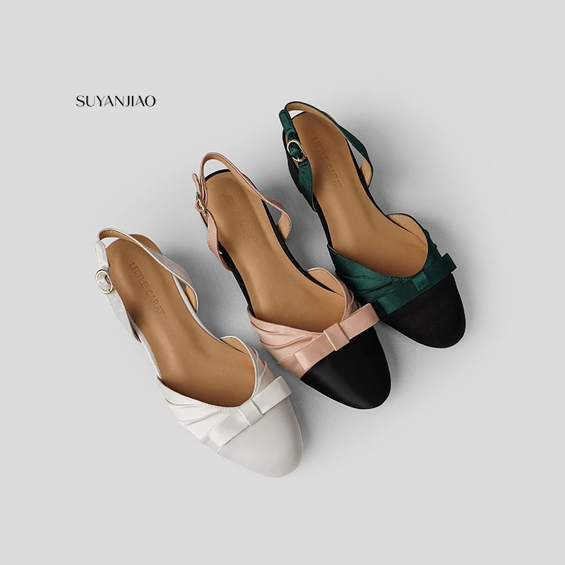 蝴蝶结包头粗跟凉鞋女上班不累脚新款2025爆款网红配裙子的鞋子