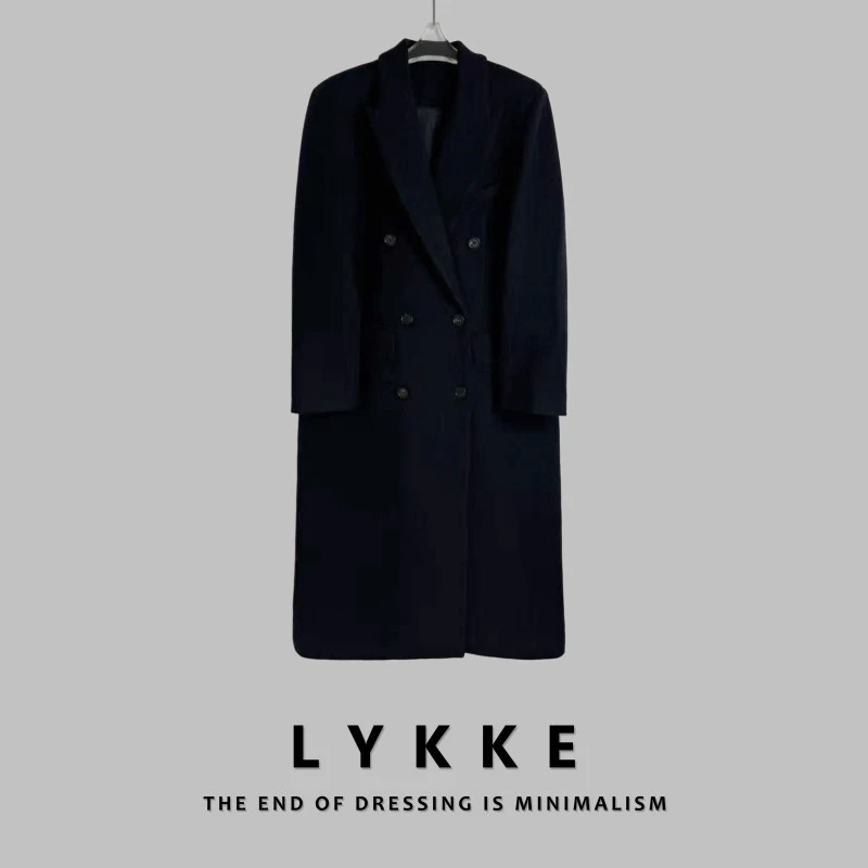 LYKKE 25新款全羊毛高定气质下摆开叉长款双面呢大衣-24209-1