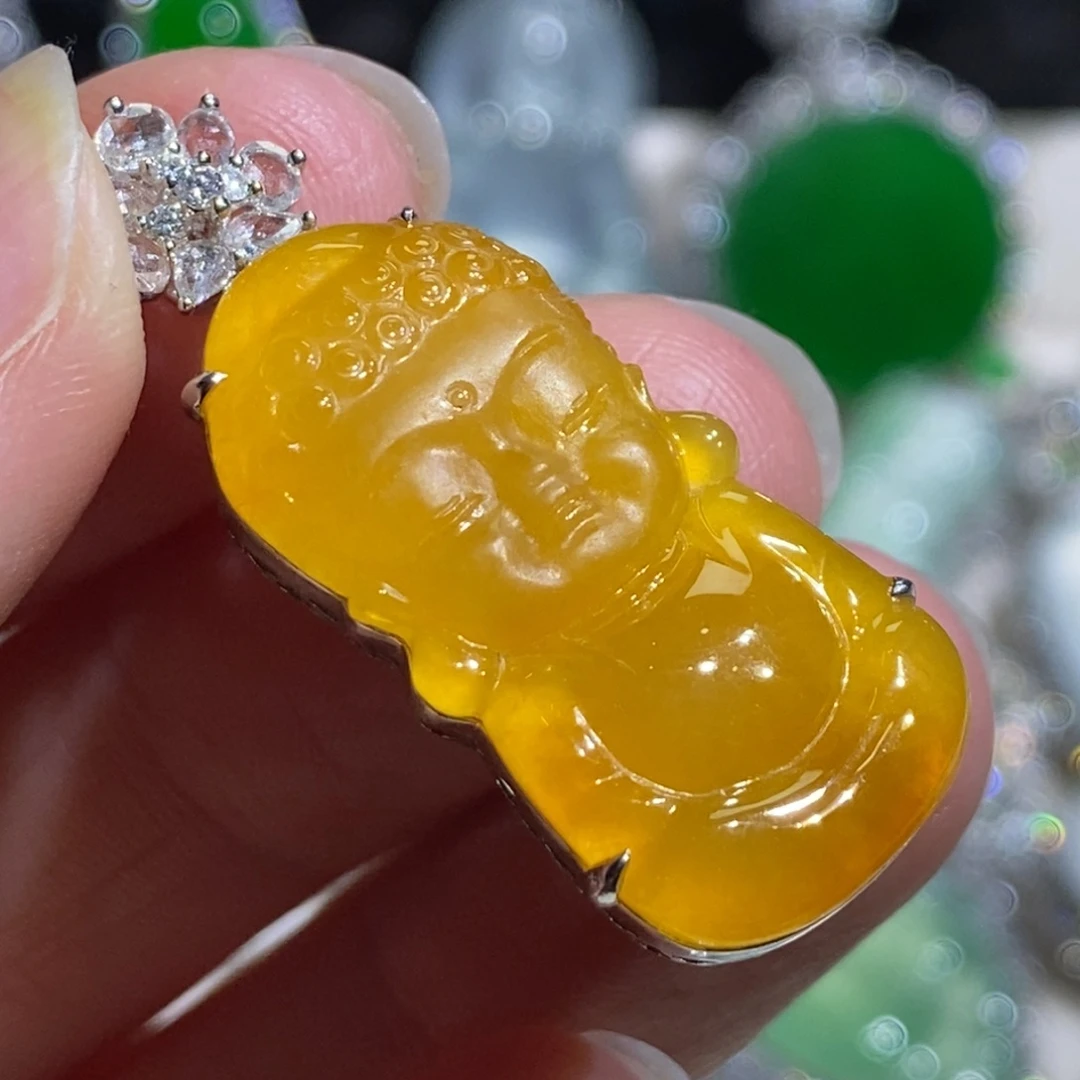 翡翠18K金镶嵌颈饰宝宝佛