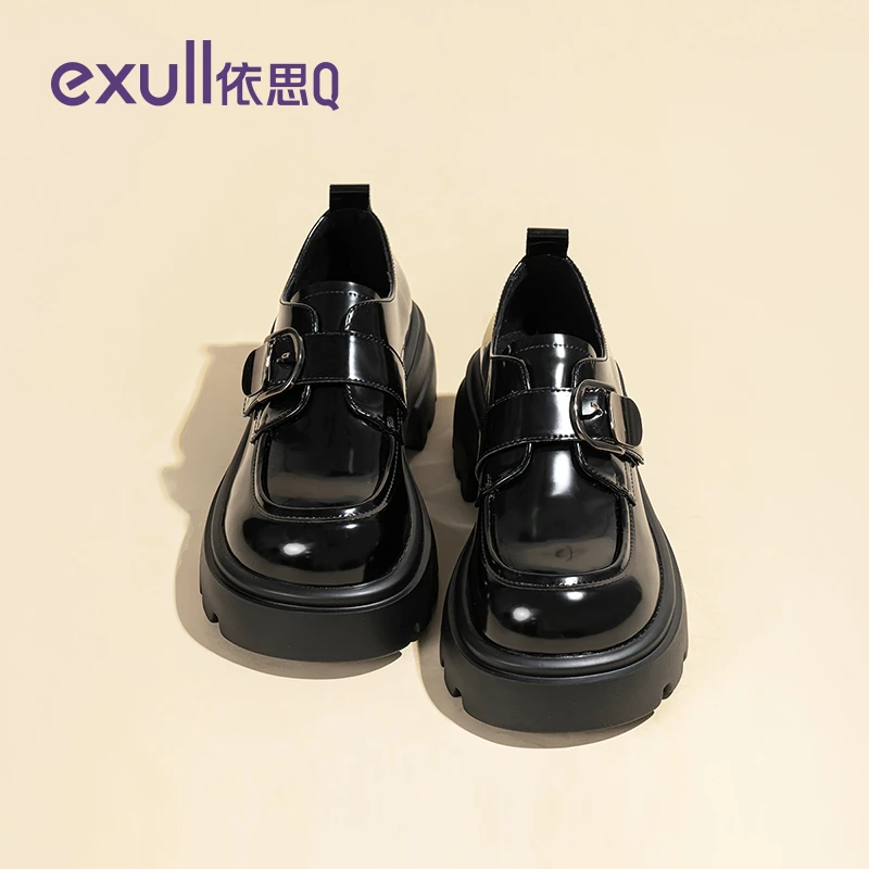 依思Q英伦乐福鞋女2025新款春秋粗跟玛丽珍鞋厚底小皮鞋气质女鞋