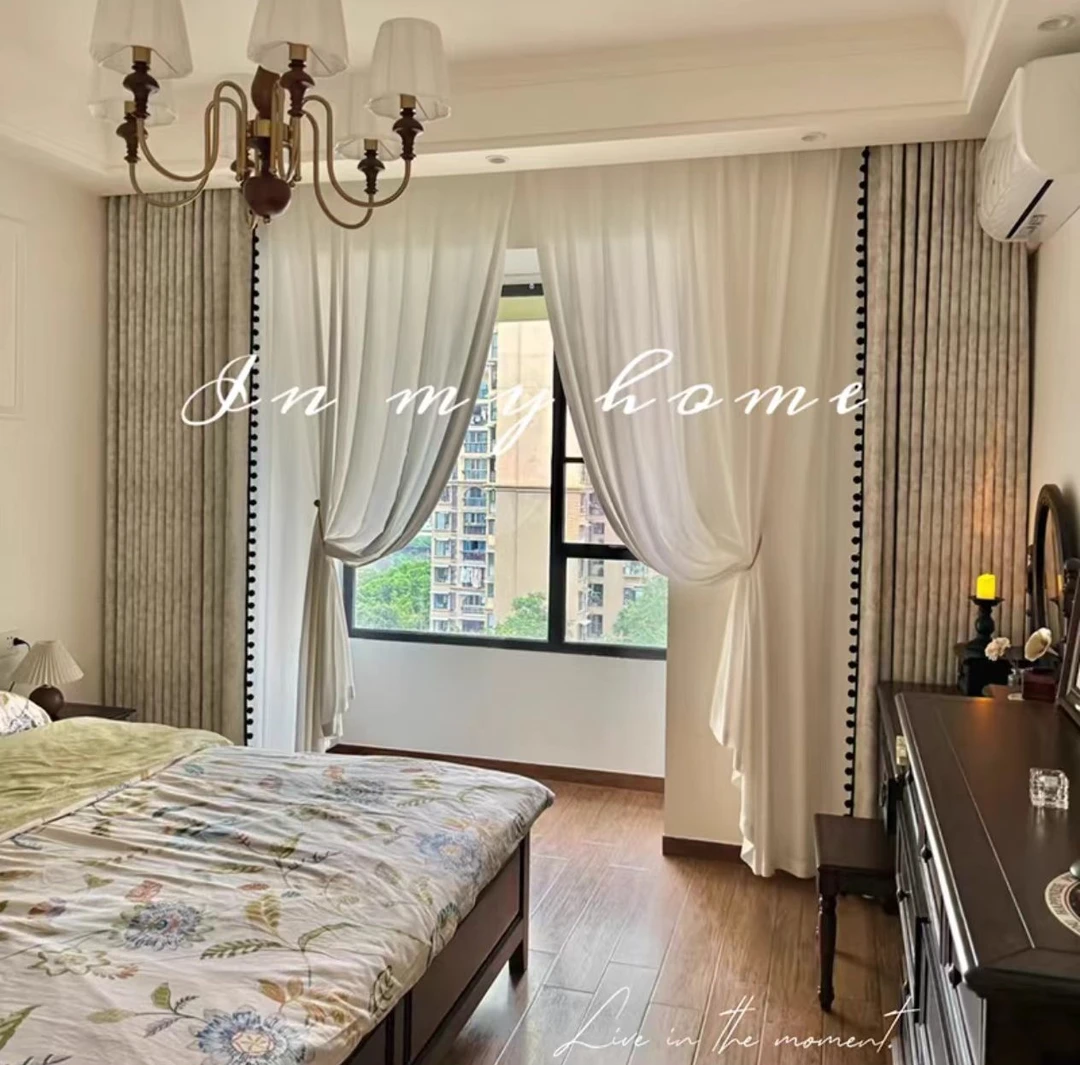 法式复古古典浪漫【唐顿庄园奶茶色】雪尼尔窗帘遮光卧室客厅A02