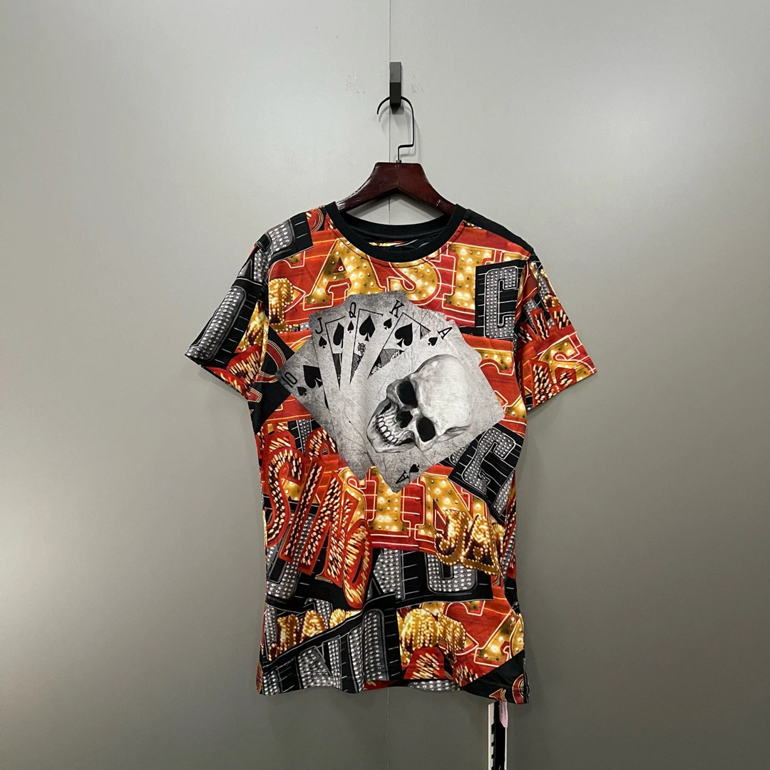 95新 maje c627 PHILIPP PLEIN PP 扑克牌骷髅短袖 S码 500114