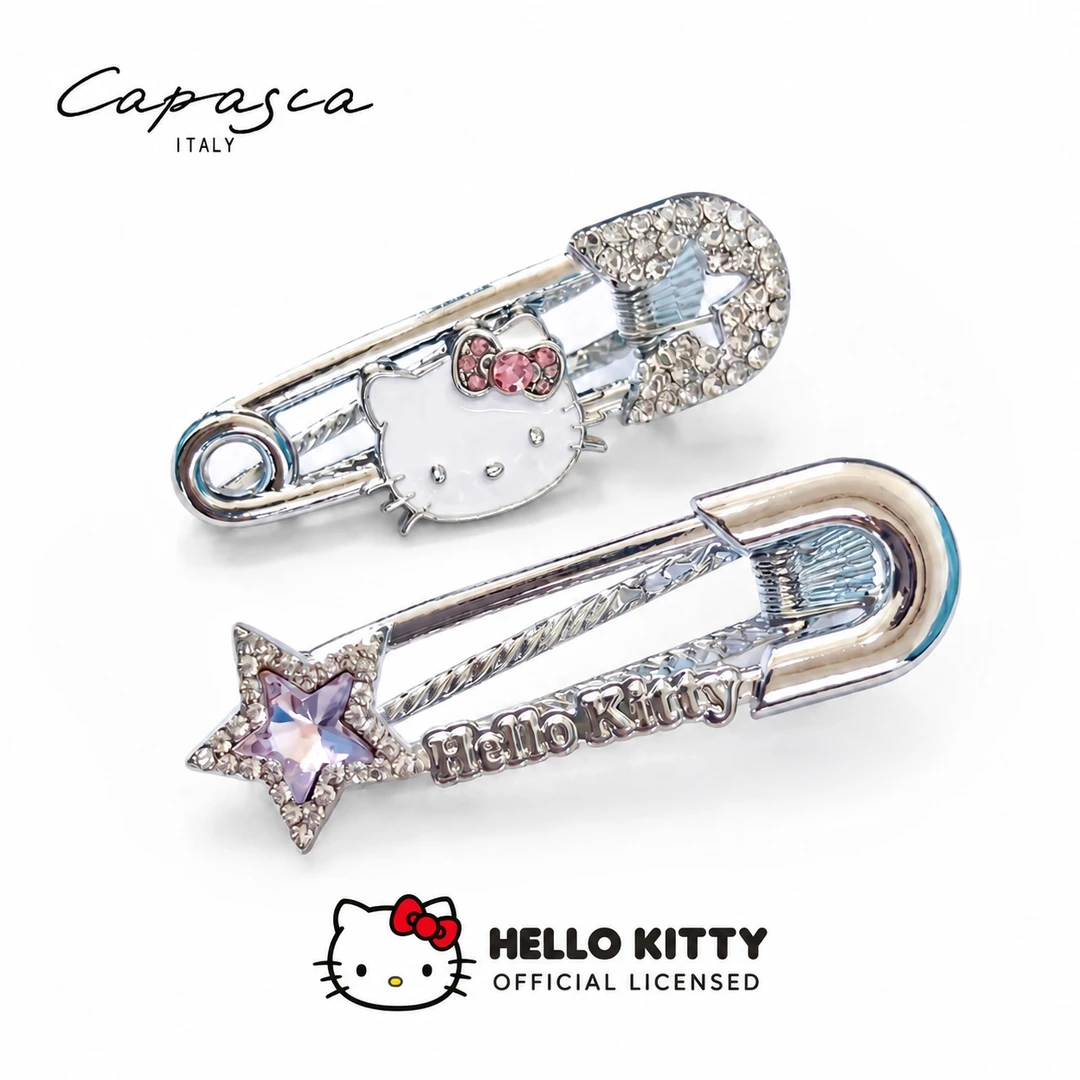 capascaHelloKitty别针款韩系清冷感星星闪钻发夹高级边夹侧夹