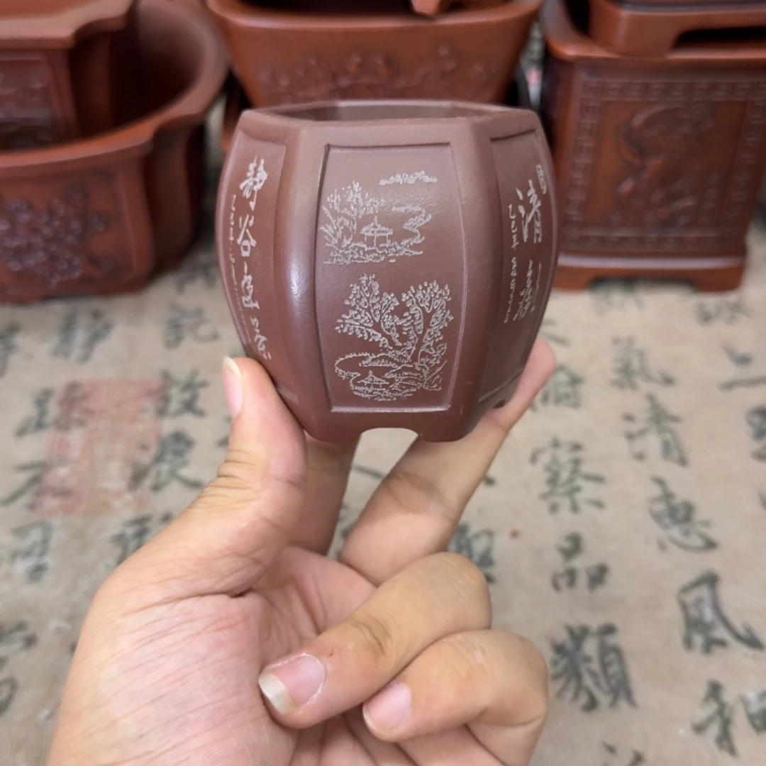紫砂花盆5x6内经紫砂花盆