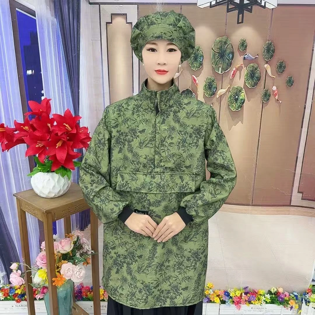 （优质版）新款防水时尚家用围裙上班泼水厨房长袖拉链围裙