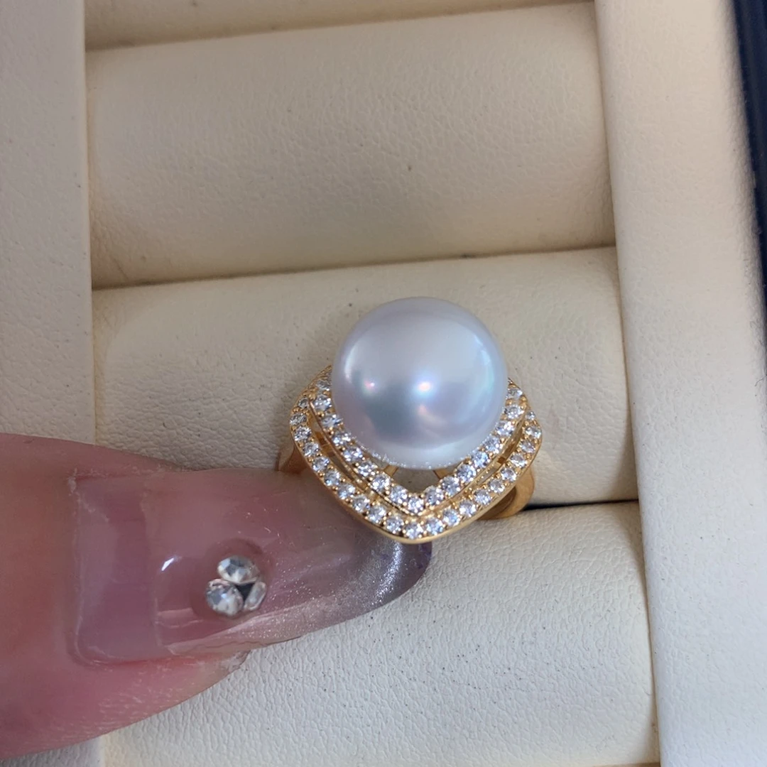 海水珍珠戒指银S925镶嵌