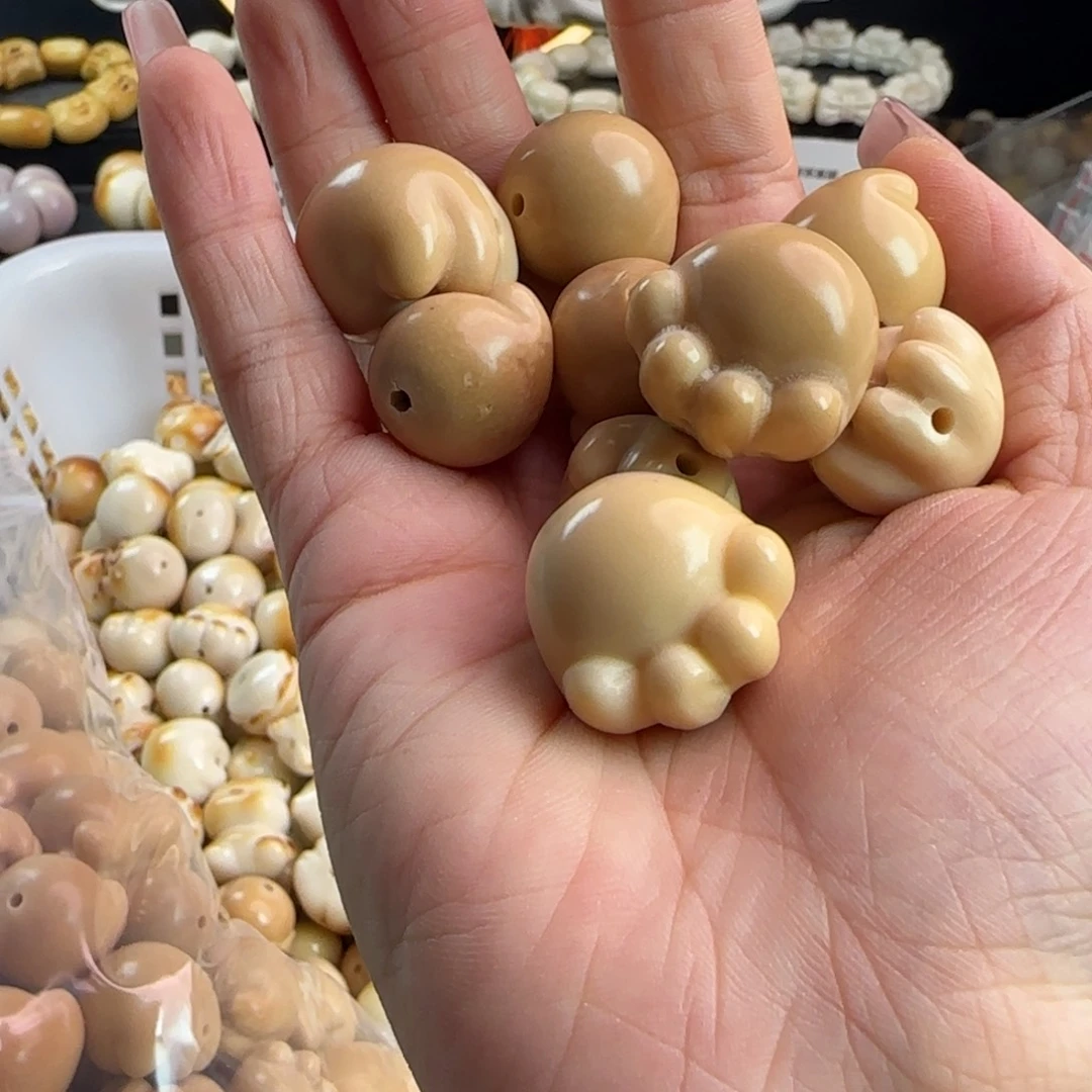 手串菩提根/象牙果微瑕牙果奶茶色猫爪3颗
