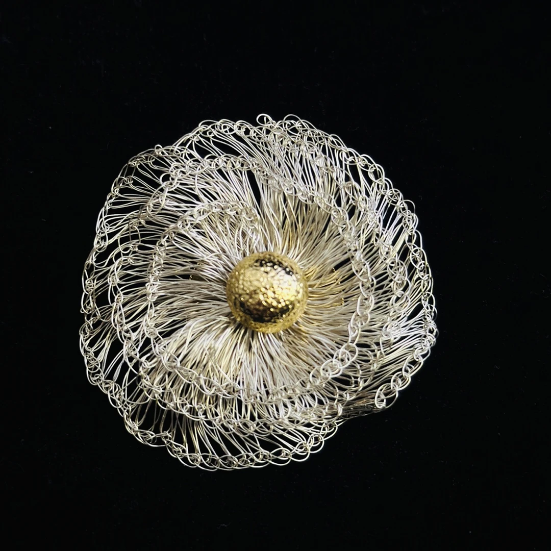 铜合金胸针 民族风植物花卉中古女复古/宫廷胸针古董饰品编织