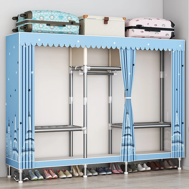 布衣柜简易衣柜大号钢管加粗简装柜子家庭防尘钢管布全钢架布制