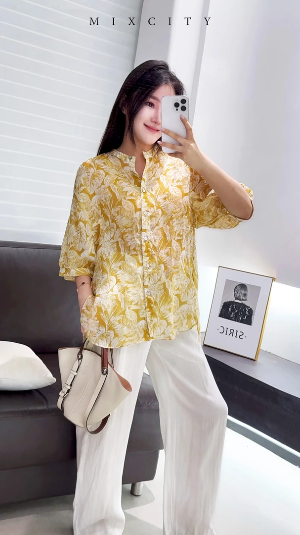 【亚楠本楠】浪漫花旅◆法式浪漫文艺小清新碎花100%苎麻衬衫7893