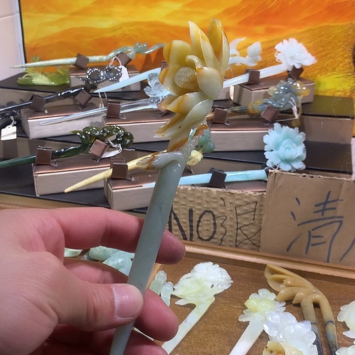 蛇纹石玉合金发饰