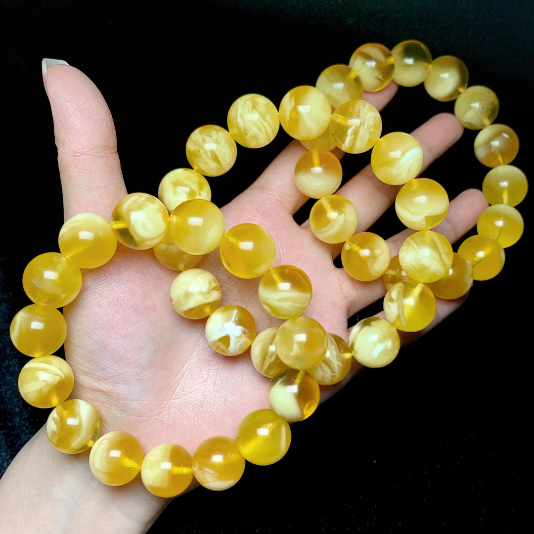 【云上好物】3 DS09350-蜜蜡单圈手串-多样性发一件-14mm（JG）