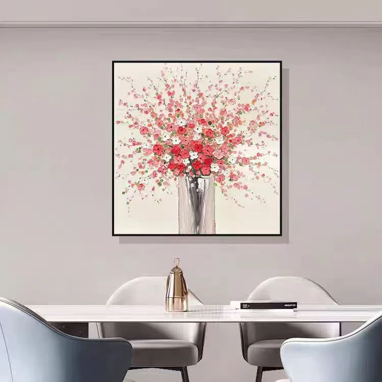 手工油画厚油肌理画装饰画轻奢防水风格艺术卡通现代桃之夭夭6060