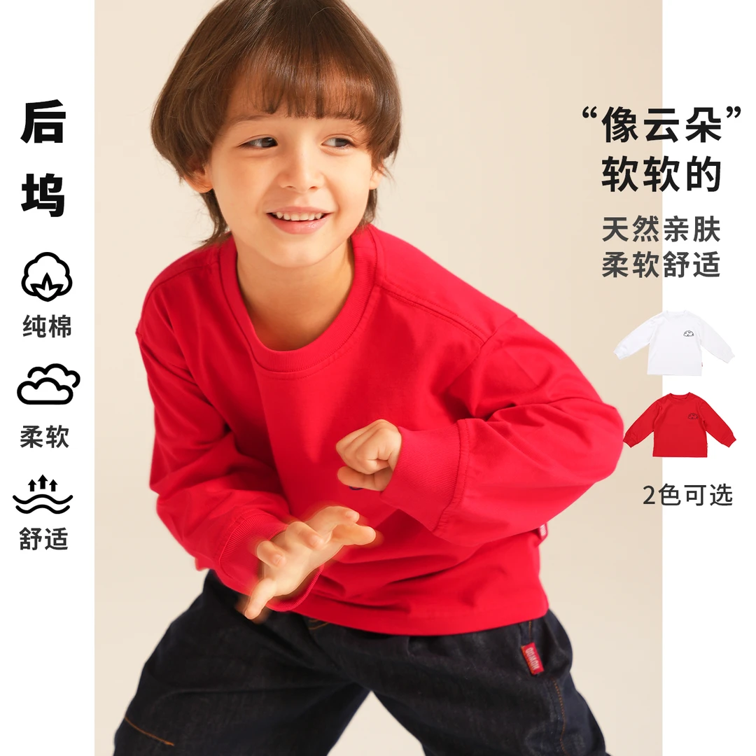 后坞2025春秋装新款男童休闲T恤小宝宝婴装秋季长袖祥云上衣