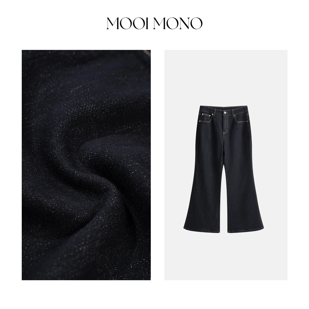 MOOI MONO"质感原牛"显瘦气质时尚百搭牛仔裤直筒微喇裤 J891C53