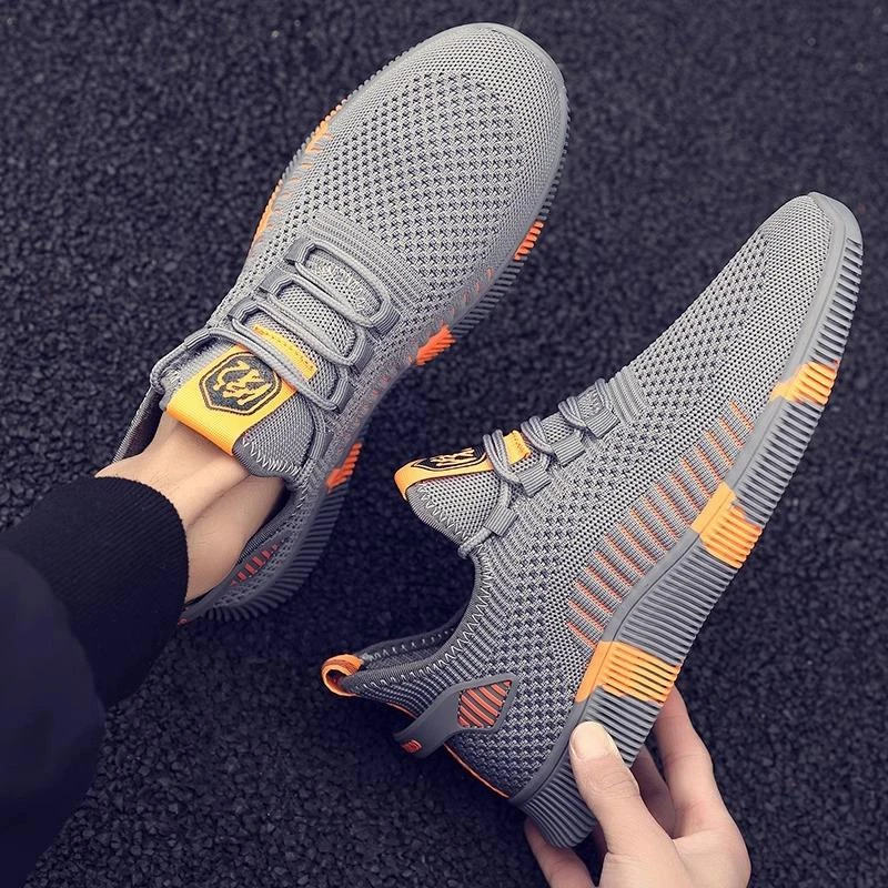 俞兆林男鞋夏季透气薄款网面飞织网鞋男士跑步休闲运动工作劳保鞋