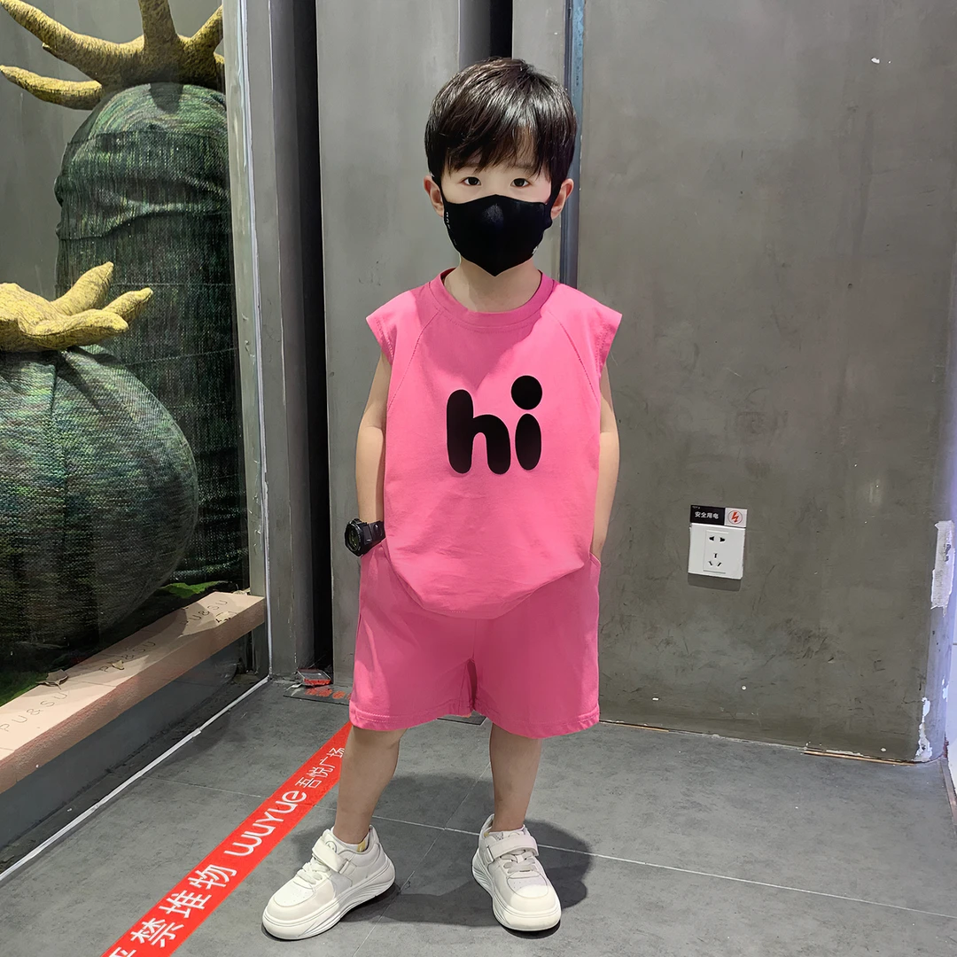 哪吒儿童衣服2025新款男童夏套装韩范男孩夏天服装宝宝无袖两件套