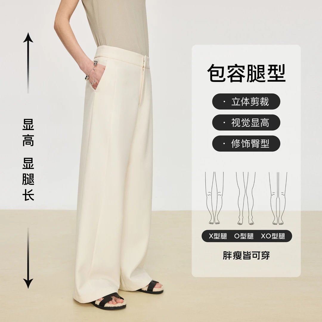 【寻春听雨】薄款时装摩登感品质洋气时尚直筒立体高腰西装裤女