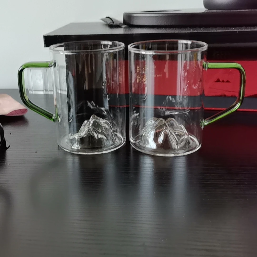 高硼硅观山绿茶杯水杯两只装