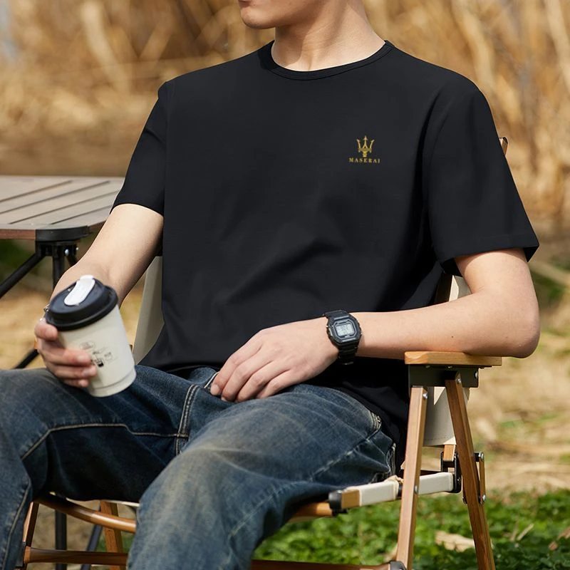 男士短袖新款2025夏季潮流半袖圆领体恤休闲时尚打底修身上衣服男