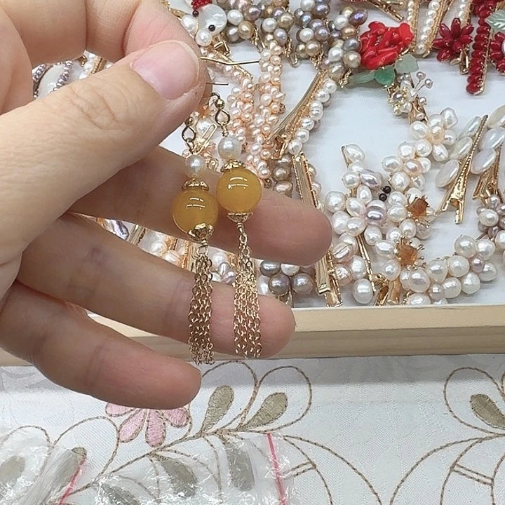 淡水珍珠发饰银S925镶嵌