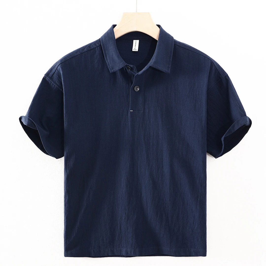 [草民麻衣]简约亚麻短袖衬衫男棉麻休闲衬衣复古透气宽松男士上衣