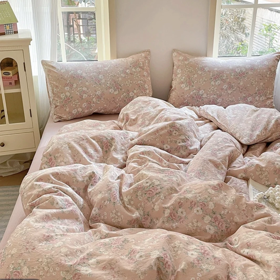 【爱如星辰四件套】四季柔软ins风针织双层纱法式四件套