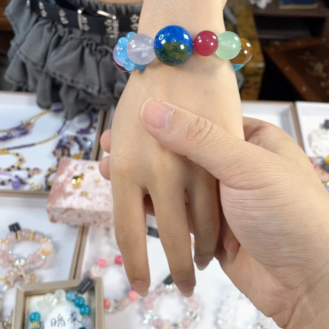 水晶手链银S925镀金镶嵌