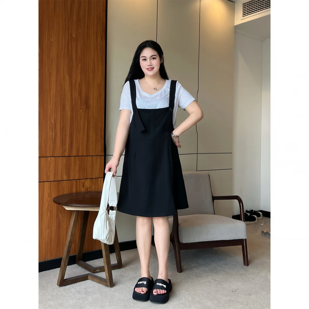 诗集扉页 /开叉修腿型减龄休闲背带裙15251花契大码200斤胖mm显瘦