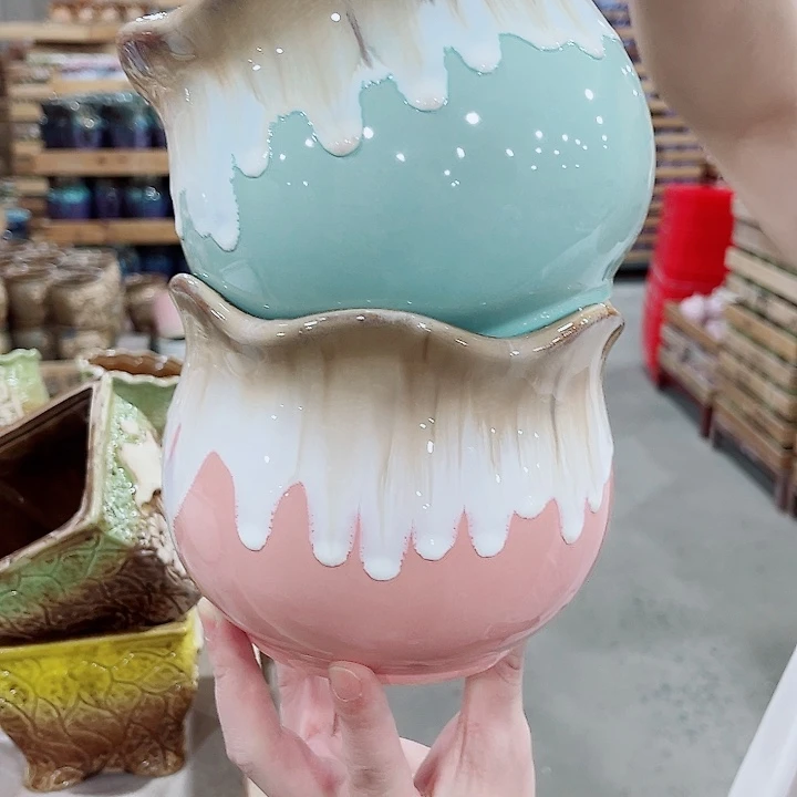 有孔，凑10元包邮陶瓷花盆发货！