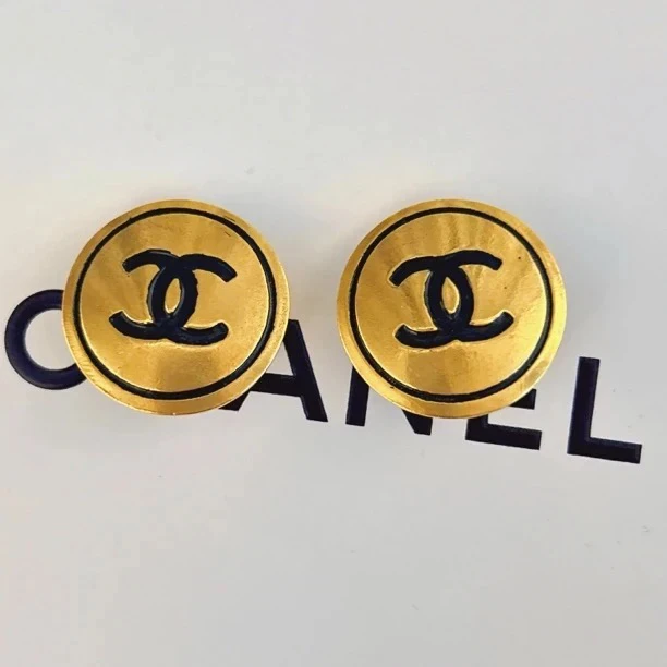 95新 Chanel/香奈儿 Chanel vintage香奈儿中古黑金耳夹