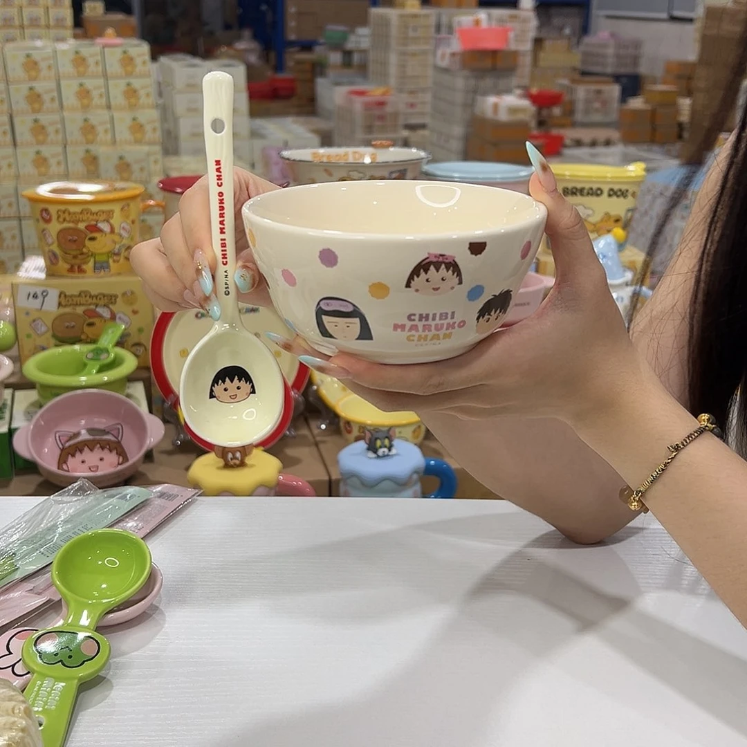 瓷樱桃小丸子碗加勺子