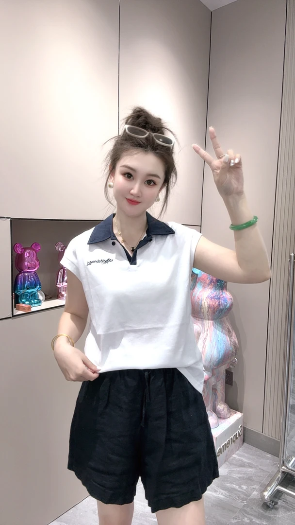 洋气刺绣雪花棉Polo衫