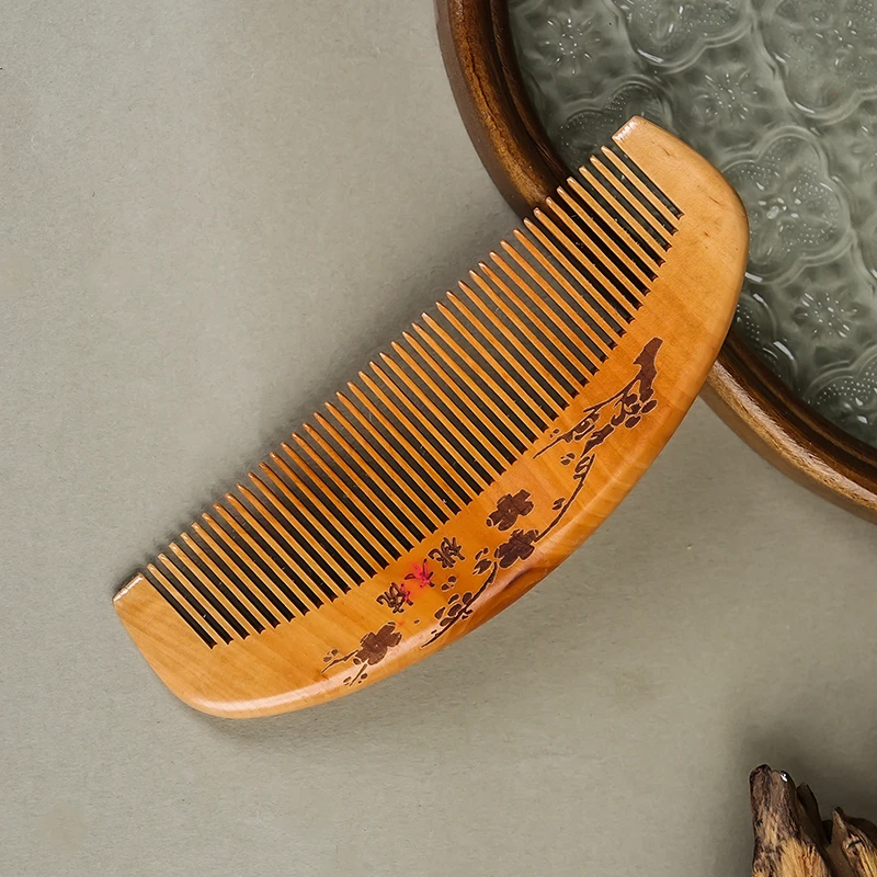新品  桃木 国风梳子家用便携