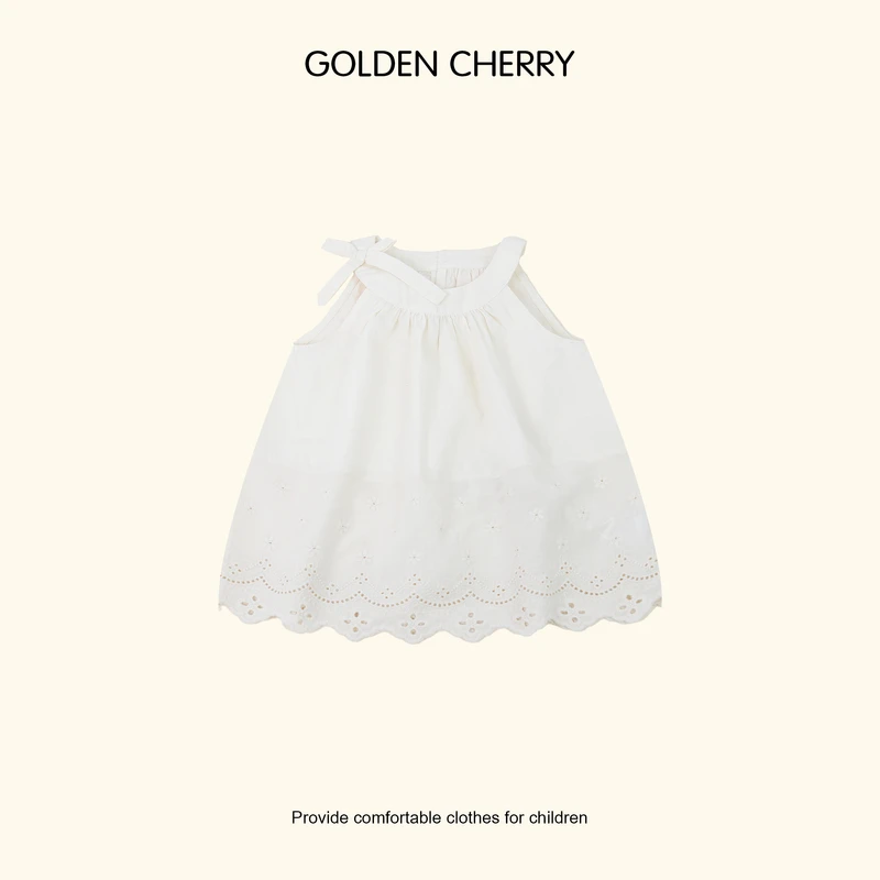 【Golden cherry】儿童米色蝴蝶结系绳娃娃衫567394