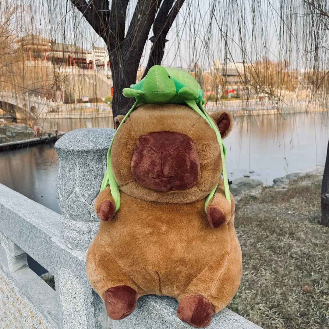 乌龟卡皮巴拉毛绒玩具抱枕一个40cm手工测量误差3cm左右破损补发