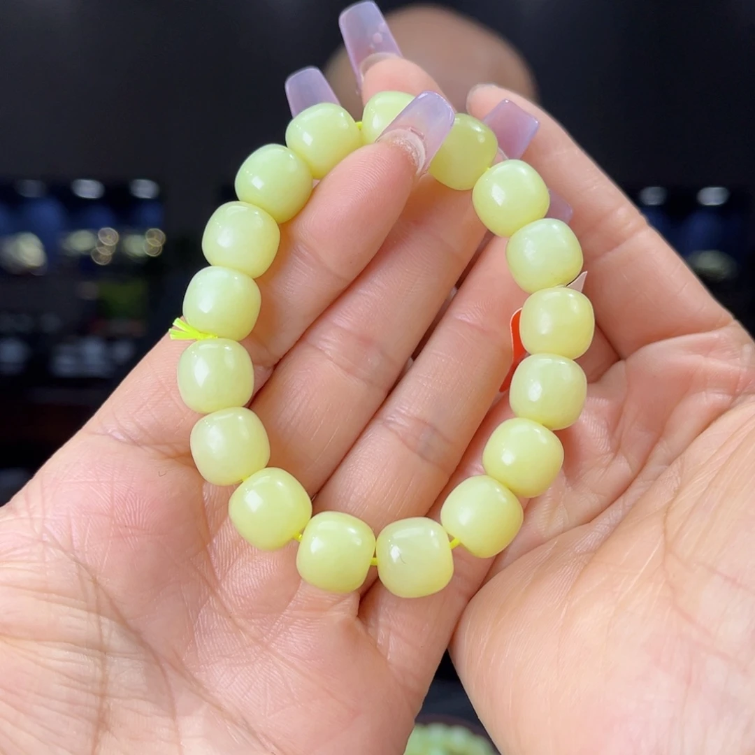 未镶嵌手串和田玉天然和田玉新疆若羌鸡油黄料12老型珠