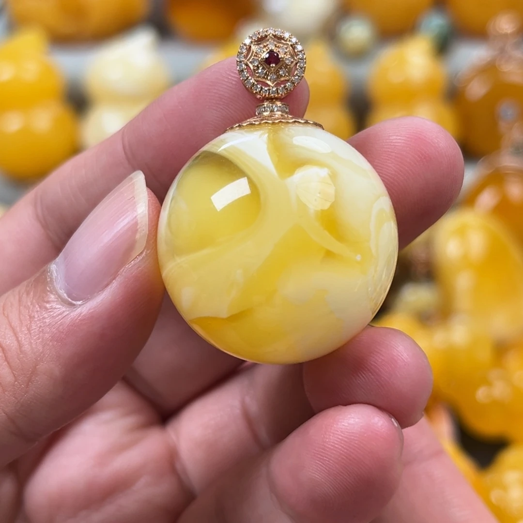 蜜蜡18K金镶嵌珠宝奇石