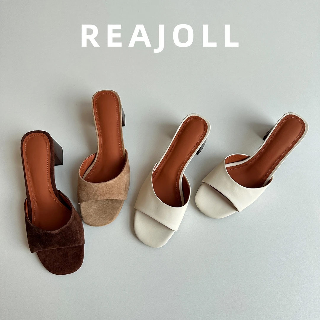 拖鞋女夏外穿2025新款法式粗跟配裙子高级感绝美不累脚半拖凉拖鞋