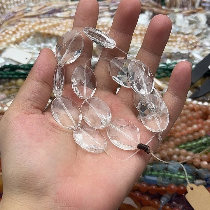 玛瑙/玉髓未镶嵌珠宝半成品繁*17.5mm左右白水晶椭圆片