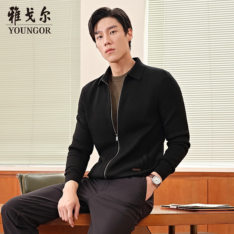 Youngor/雅戈尔【星线好物】可机洗翻领商务休闲保暖羊毛衫619961