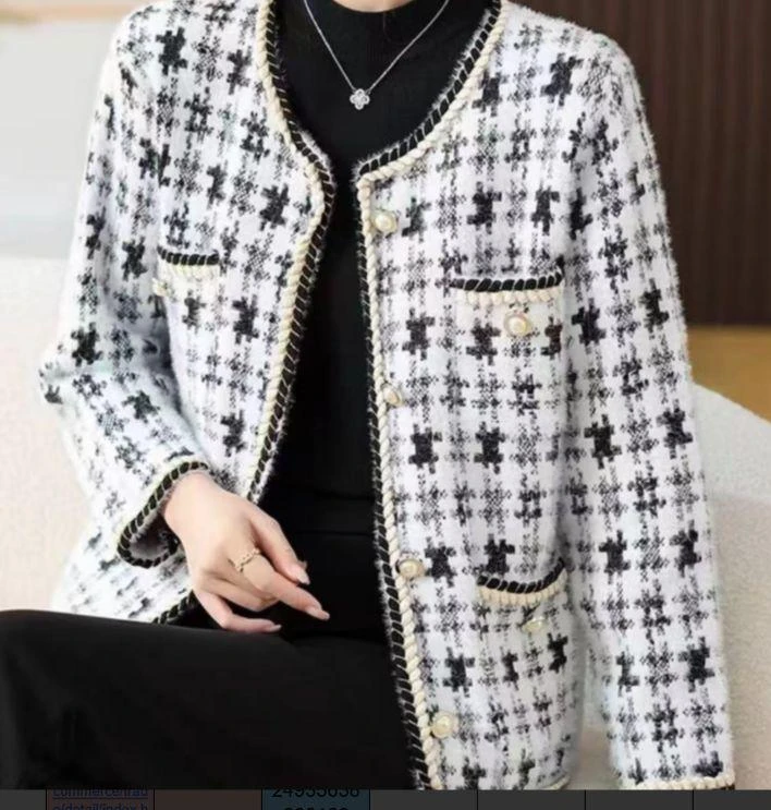 {范范的礼物}女士休闲小香风针织衫毛针织衫女洋气气质粗花呢轻奢