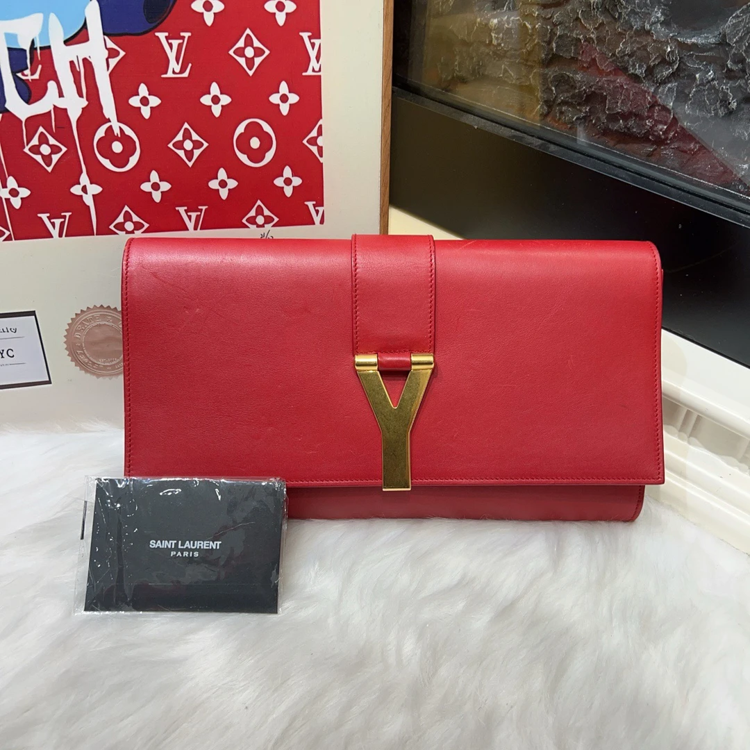 95新 YSL/圣罗兰 圣罗兰Y扣手拿包 cj3512