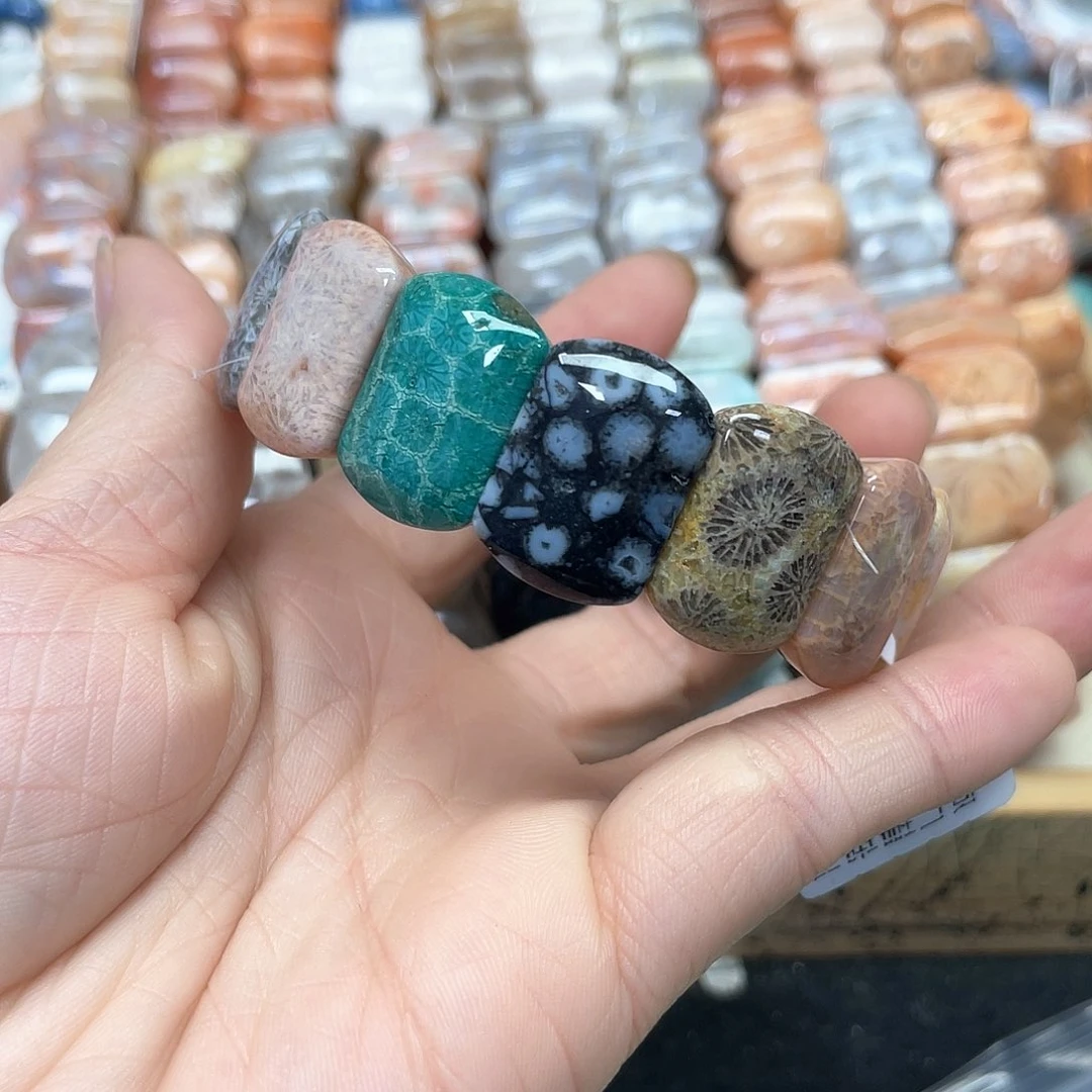 硅化珊瑚（珊瑚玉）手链未镶嵌戴*629