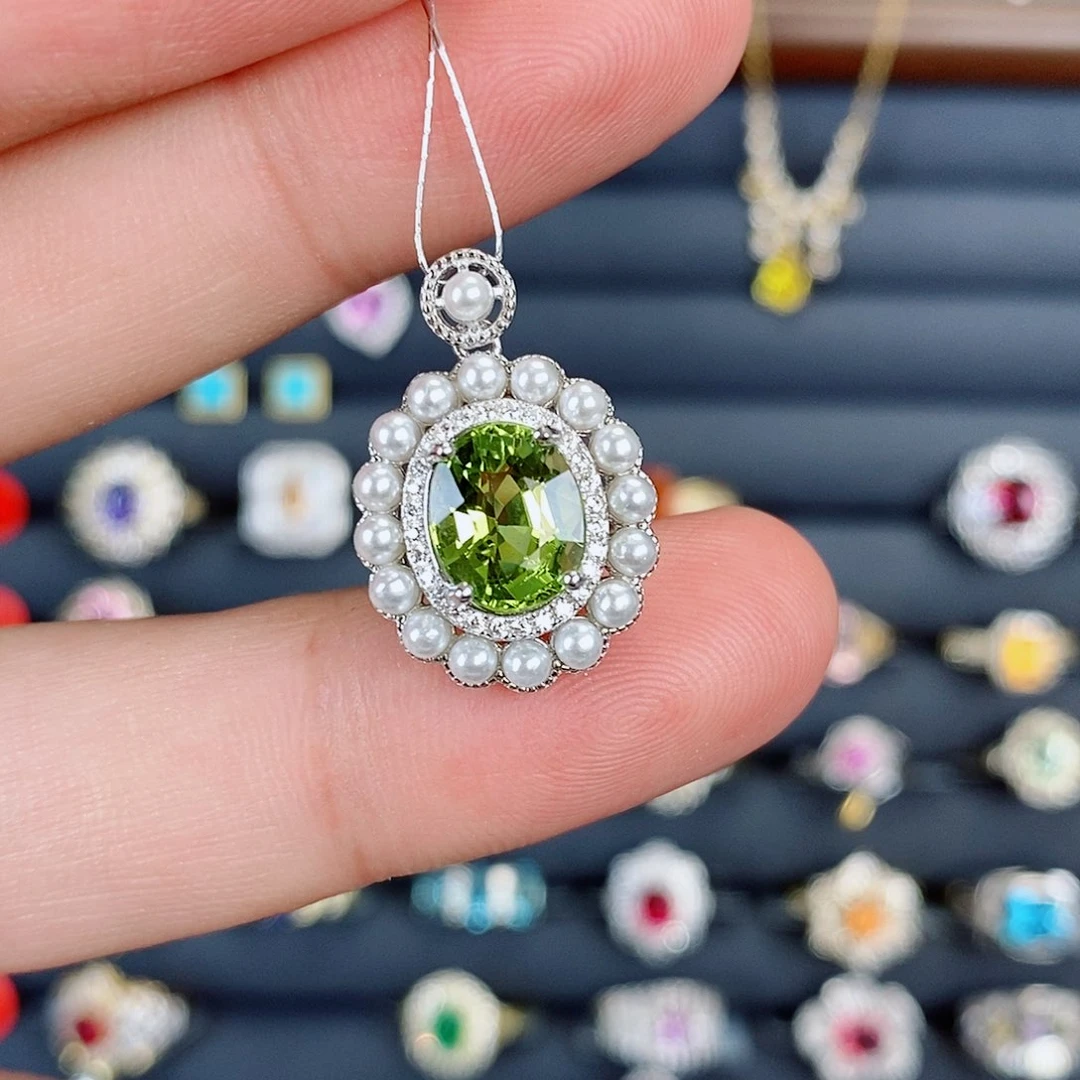 银S925镶嵌吊坠(赠链)碧玺